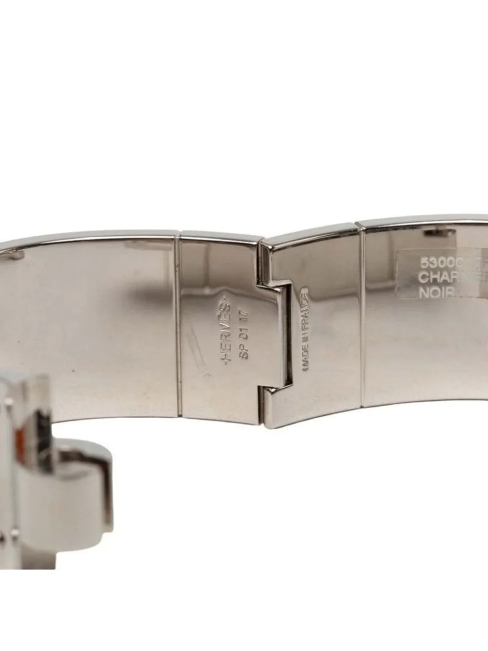 Hermes Bracelet Bangle Silver Black Noir Metal Enamel